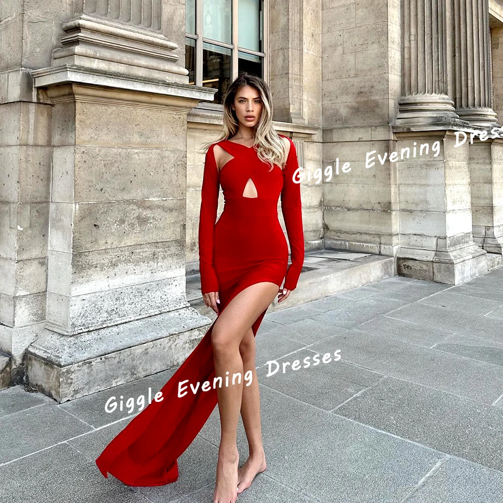 Giggle Crepe Halter Close-Fitting Sexy Prom Gown Saudi Arab High Slit Elegance Floor-Length Evening Party Dresses for Women 2024