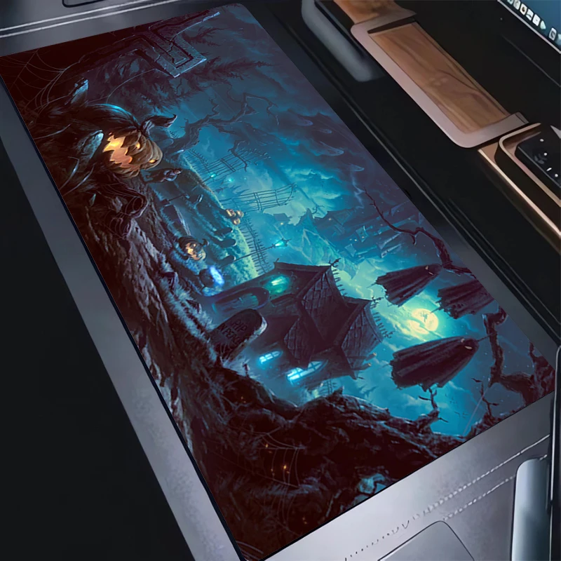 

Keyboard Pad Lock Edge Extended Mousepad Laptop Terror Pattern Office PC Dark Castle Desktop Protection Mat Rug Anime Mouse Pad