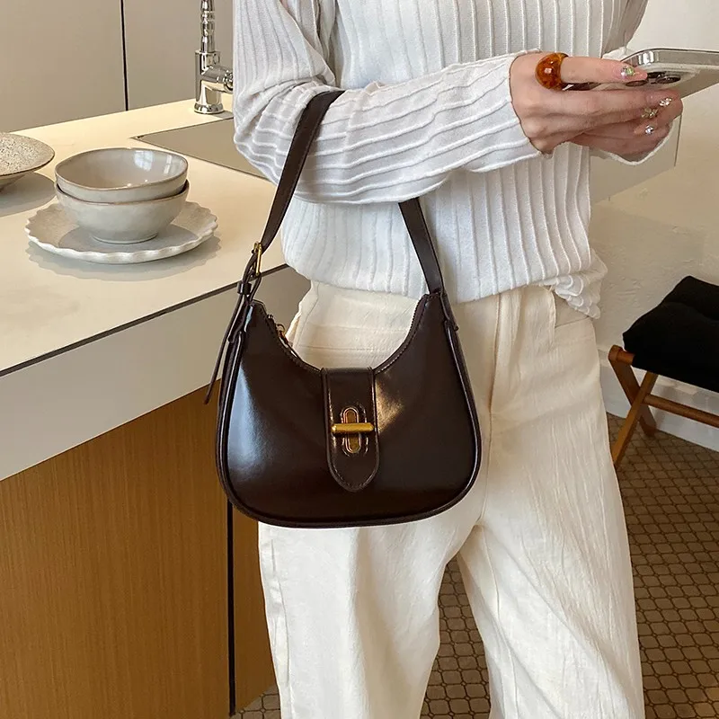 

Original Retro Leather Satchel For Women, Fashionable Diaper Bag, Elegant Minimalist Crossbody Purse For Superstar Show Style