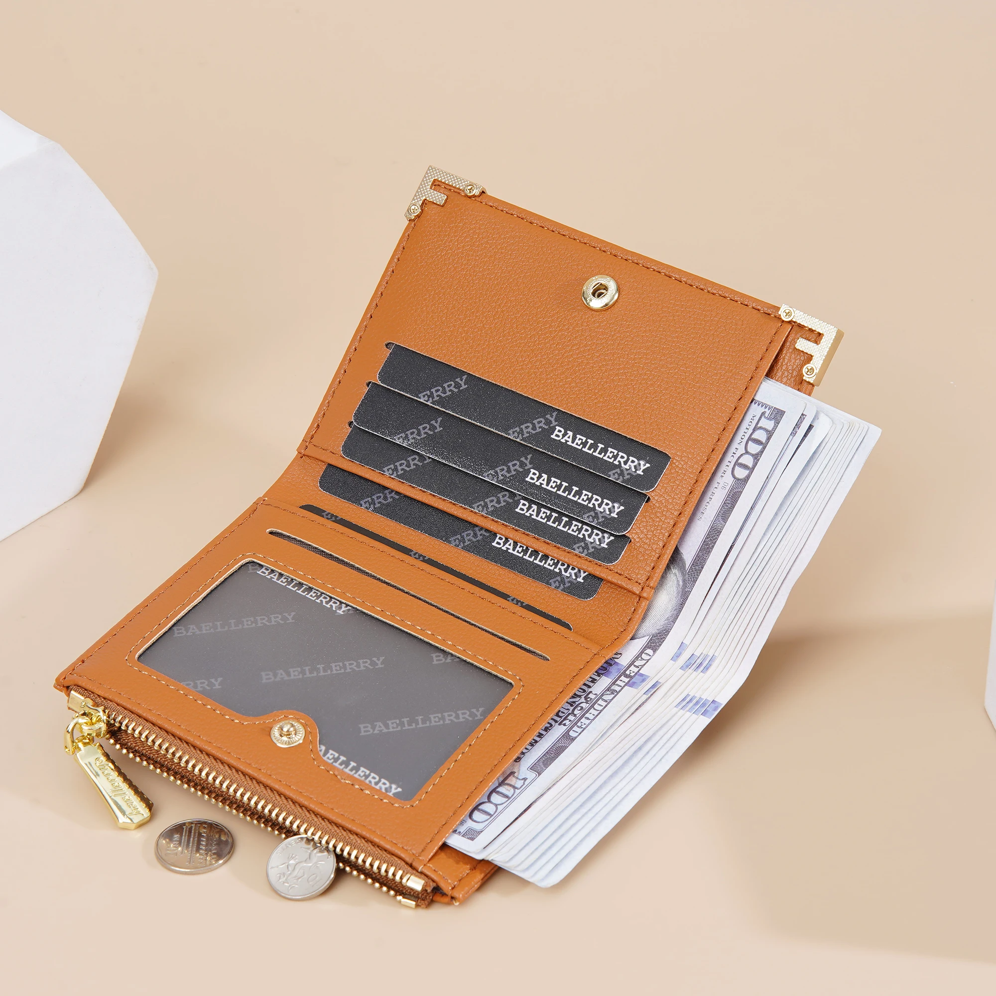 المرأة محفظة صغيرة موضة فاخرة العلامة التجارية محفظة جلدية السيدات حافظة للبطاقات للنساء مخلب الإناث محفظة المال كليب المحفظة #2