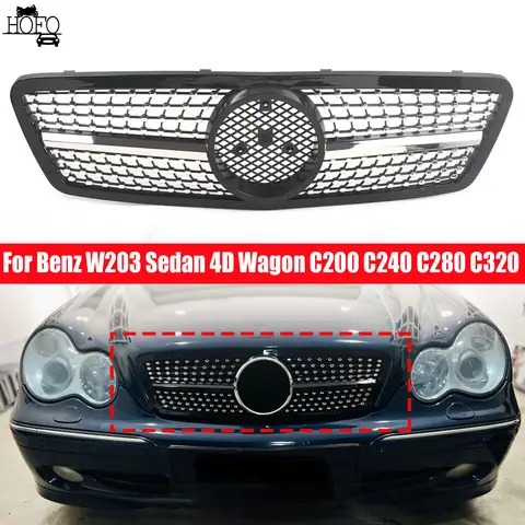 Car Front Bumper Grilles Racing Grill Replacement Perfect 5Style For Mercedes Benz W203 2000-2007 Sedan 4D Wagon C200 C240 C280
