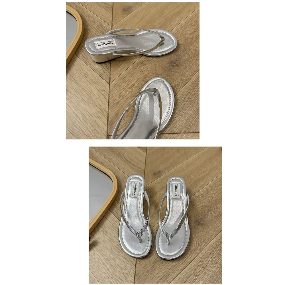 Damen Rote Wildleder Keilabsatz-Flip-Flops, Offene Zehenpartie Sommer-Slides, Bequemes Schuhwerk für Strandurlaub – Detail 14
