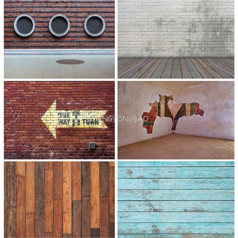 

Vinyl Custom Photo Backdrops Wood Board Brick Wall Vintage Photography Background For Studio Shoot Photocall 21902XZM-03