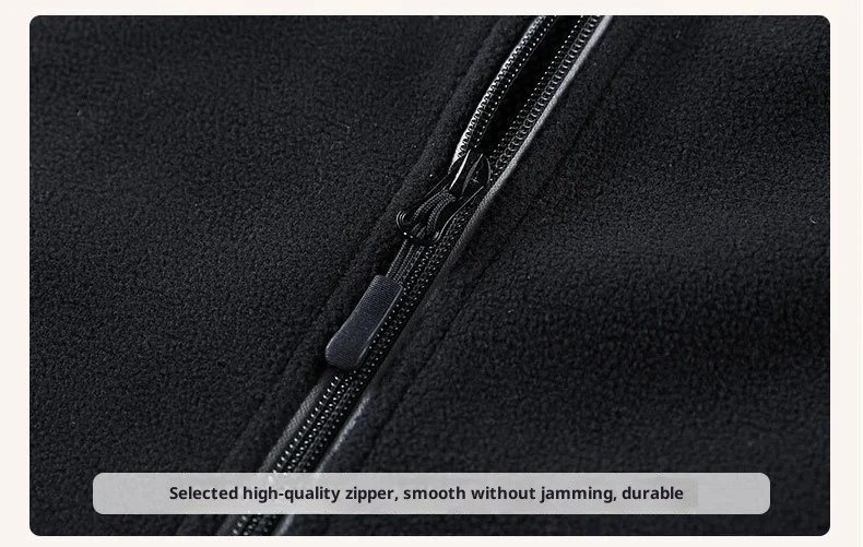 USB-Heizweste für Herren und Damen, elektrische Thermojacke, Polarfleece, Stehkragen, winddicht, reflektierender Reißverschluss, Outdoor-Sport – Detail 24