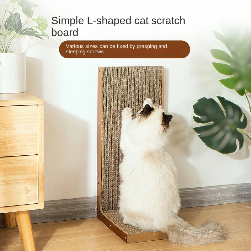 

Vertical Cat Scratcher with Hanging Toy Ball Interactive Play Toy Cardboard Standing Scratching Board for Kitten Pet Supplies