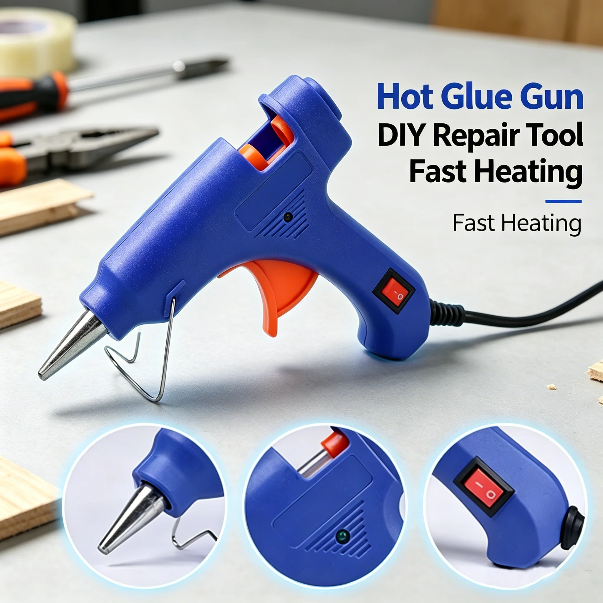 LiTuiLi 20W Mini Hot Melt Glue Gun Portable Household DIY Craft Electric Repair Tool With Storage Bag 20Pcs 7mm Hot Glue Sticks