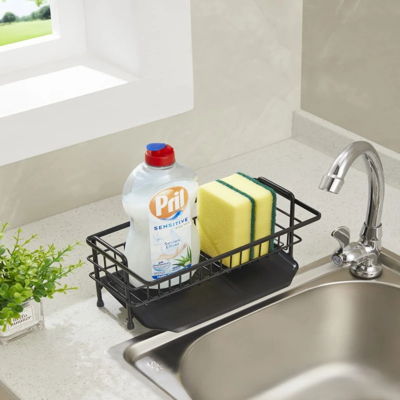 

Kitchen Sponge Drain Rack Sink Sponge Storage Basket Stainless Steel Hand Sanitizer Storage Rack