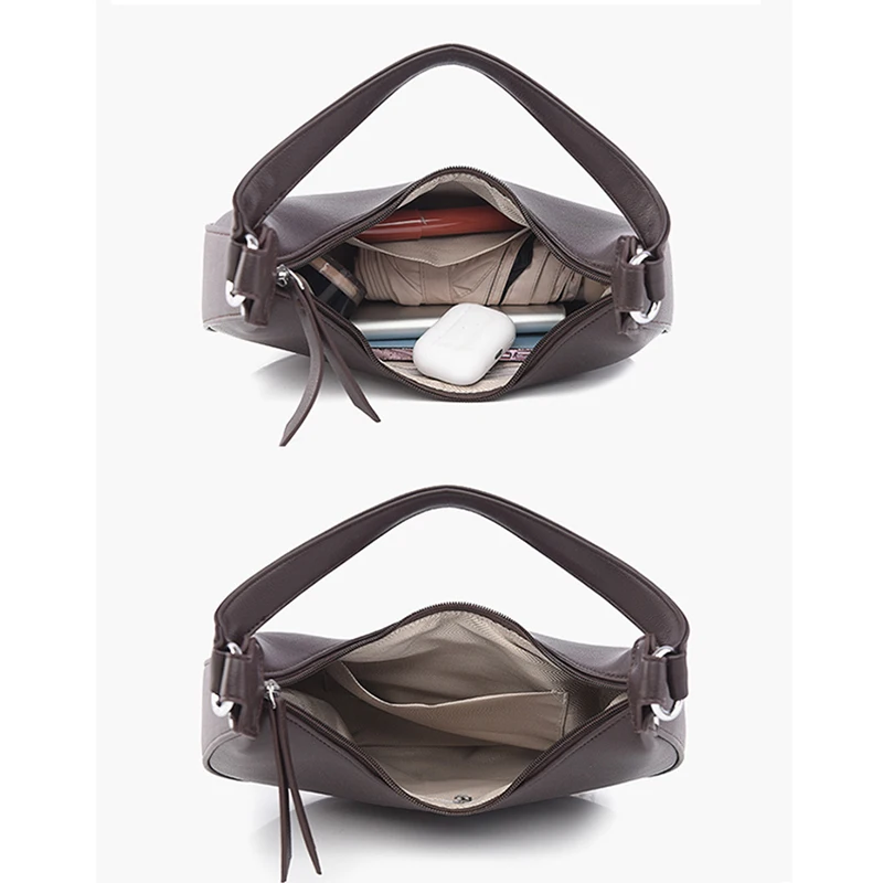 Trendy Crescent Bag For Women, PU Leather Underarm Purse, Roomy Hobo Handbag With Zipper For Everyday Use Solid Color - view 3