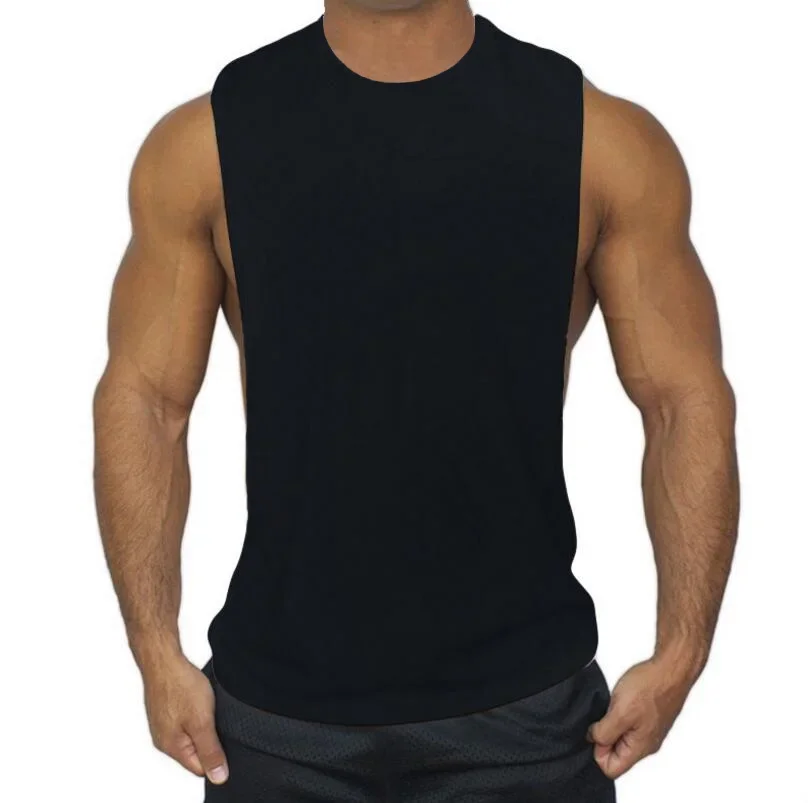 Mens Gym Tank Tops Bodybuilding Men Gym Clothing Muscle O-Neck Cotton Muscle Tank Top Men Sleeveless Stringer Tanktop