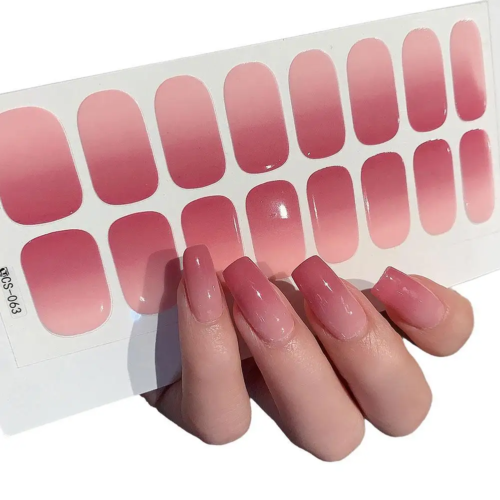 Hete Semi-Uitgeharde Gel Nagelstickers Effen Kleur Nagel Semi-Gebakken Pasta Emblemen UV-Lamp Nodig Tips Volledige Nagel Voor Vrouwen 1Set