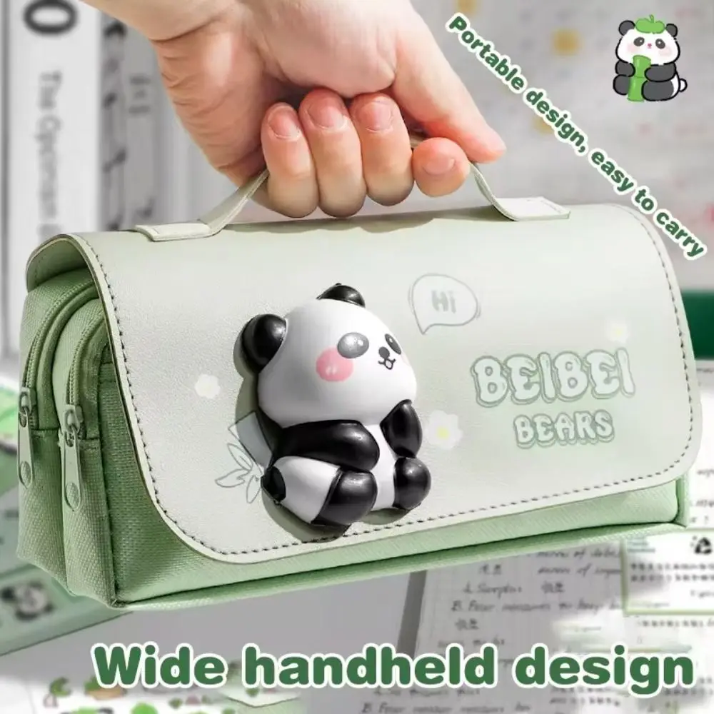 

Creative 3-layer Fun Press Pen Bag Large Capacity Capybara Panda Animal Pencil Bag Zipper Korean Stationery Storage Bag Gift