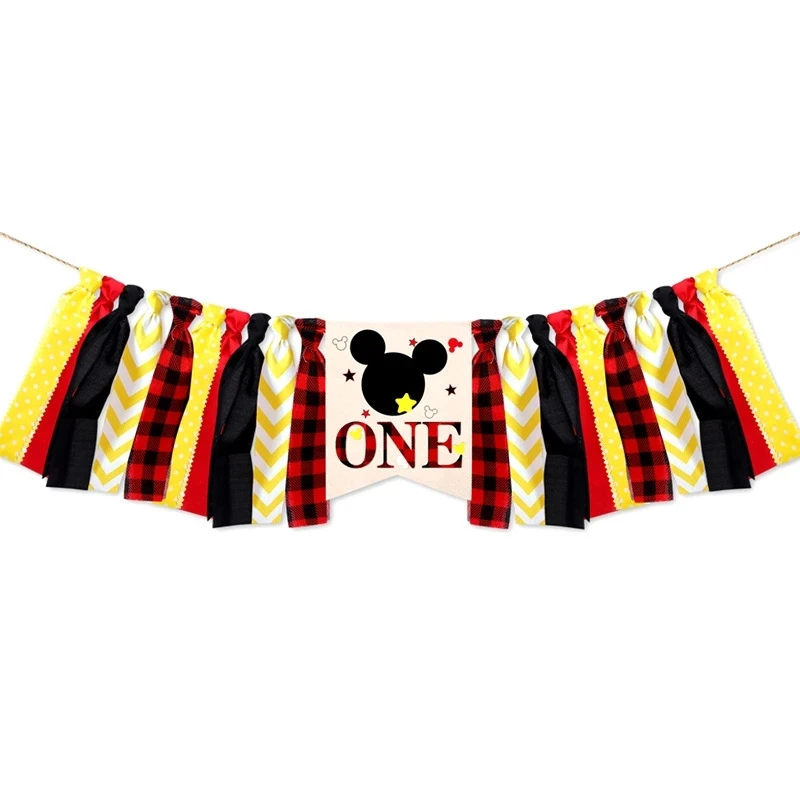 Disney Mickey Mouse 1st happy birthday party banner decoration for baby shower kid favor holiday party set theme decoration