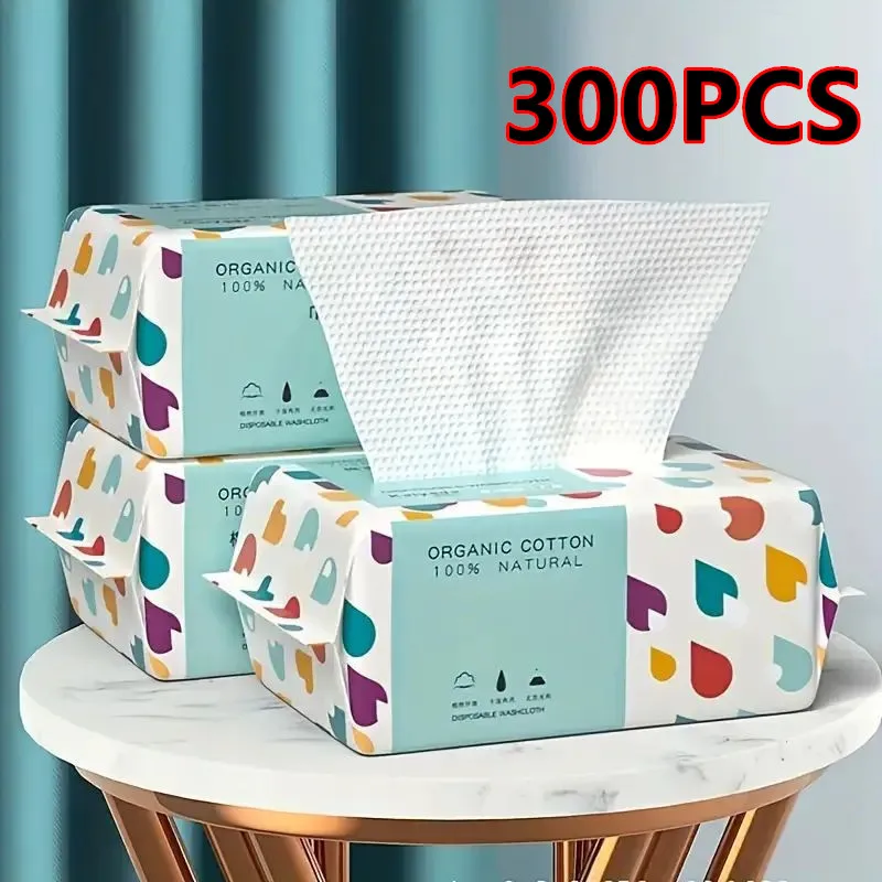 Toallitas desechables de algodón 100% grueso para el rostro, 100/300 Uds., toallitas suaves para quitar maquillaje, toallitas limpiadoras en seco para el cuidado de la piel