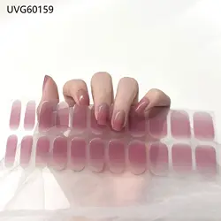 New 22 Tips Semi Cured Gel Press On Nails uñas Strip Sticker UV/LED Lamp Cured Hard Extend Gel Polish Wraps Finger Art Decals