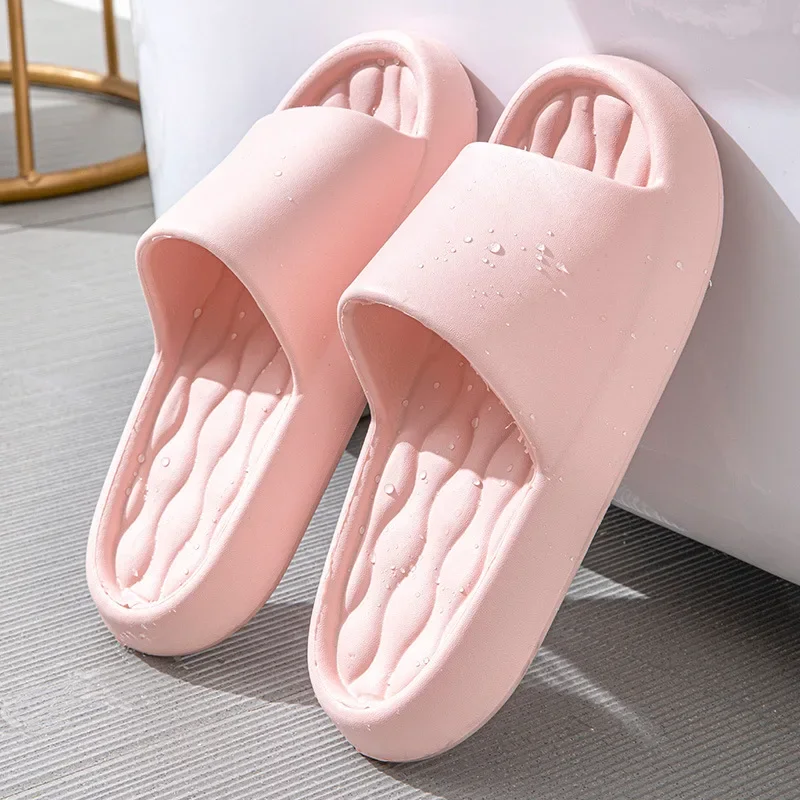 New Women Men Slippers Indoor Floor Flats Shoes Home Soft Thick Sole Flip Flops Summer Beach Sandals Bathroom Non-slip Slides