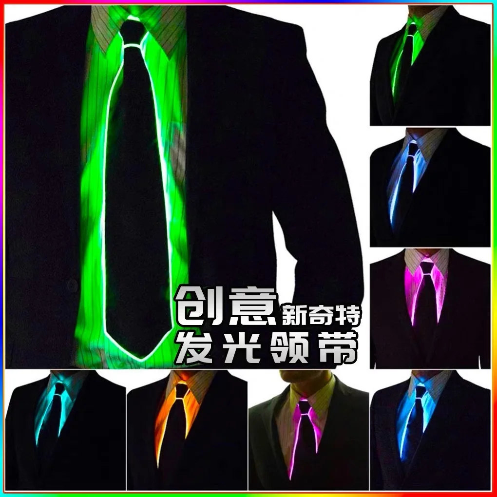 Voice-Activated Light Up Tie Adult Nightclub Bar Party DJ Dancer Performance Accessories Neck Wear Tron Dance Wear Men Women