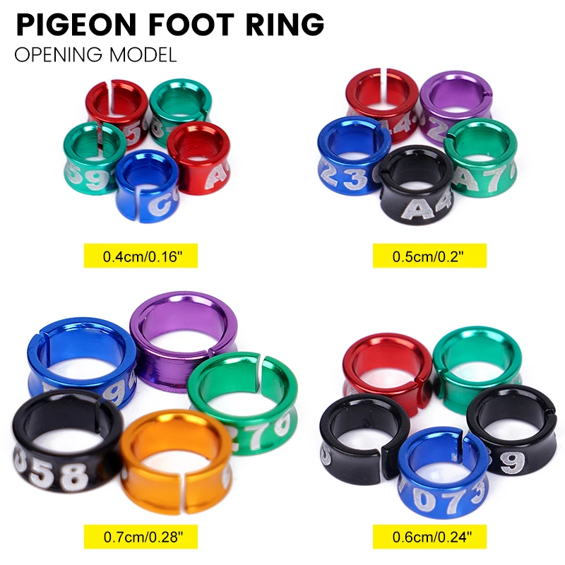 10Pcs Aluminum Pigeon Foot Rings Bird Parrot Leg Rings Bird Feeding Identification Outdoor Flying Training Bird Supplies