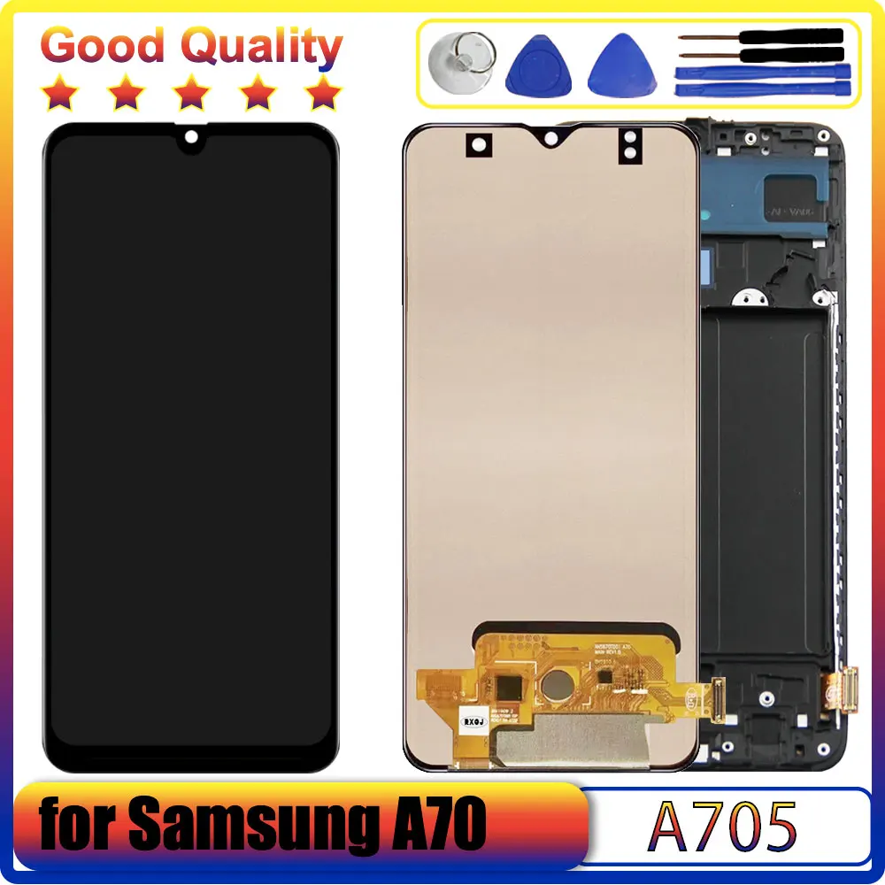 Дисплей Super AMOLED A70 для Samsung Galaxy A70 A705 A705F, ЖК-дисплей с сенсорным экраном в сборе, Замена для Samsung A705 LCD