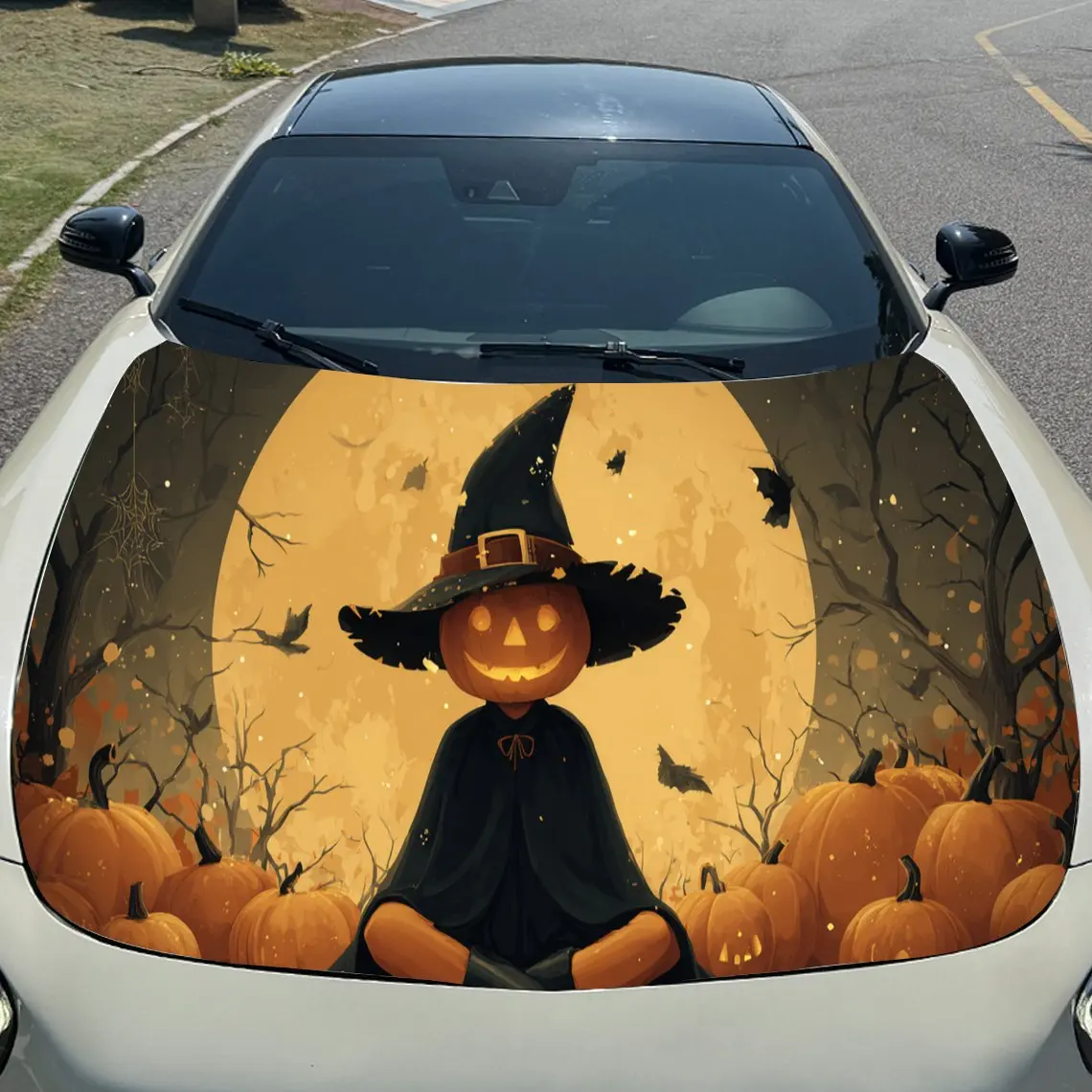 ملصق يلتف من الفينيل بغطاء محرك السيارة على شكل يقطين داكن، ملصق غطاء تلقائي عصري، ملصق سيارة ذاتي اللصق مقاوم للماء، النمل #3