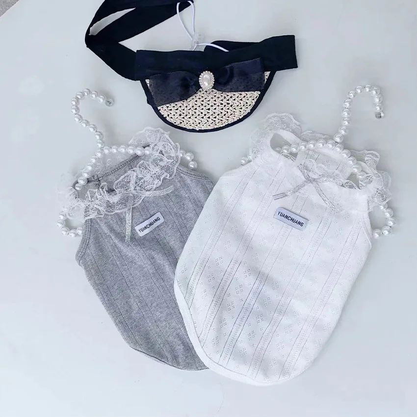 

Pet Princess Vest Spring Summer New Floral Lace Strap Short Princess Dress Pet Clothes Teddy Bichon Dogs Cats Home Clothes
