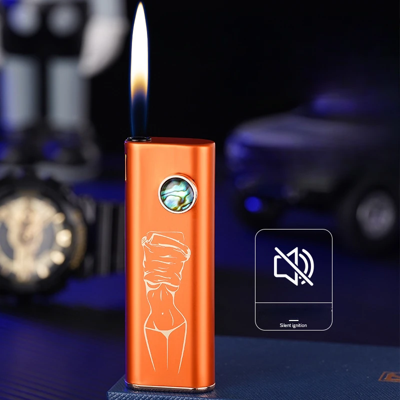 The Latest Maoyan Lighter Open Flame Inflatable Aluminum Case Compact Portable Silent Battery Ignition Men's Cigarette Lighter - Image 3
