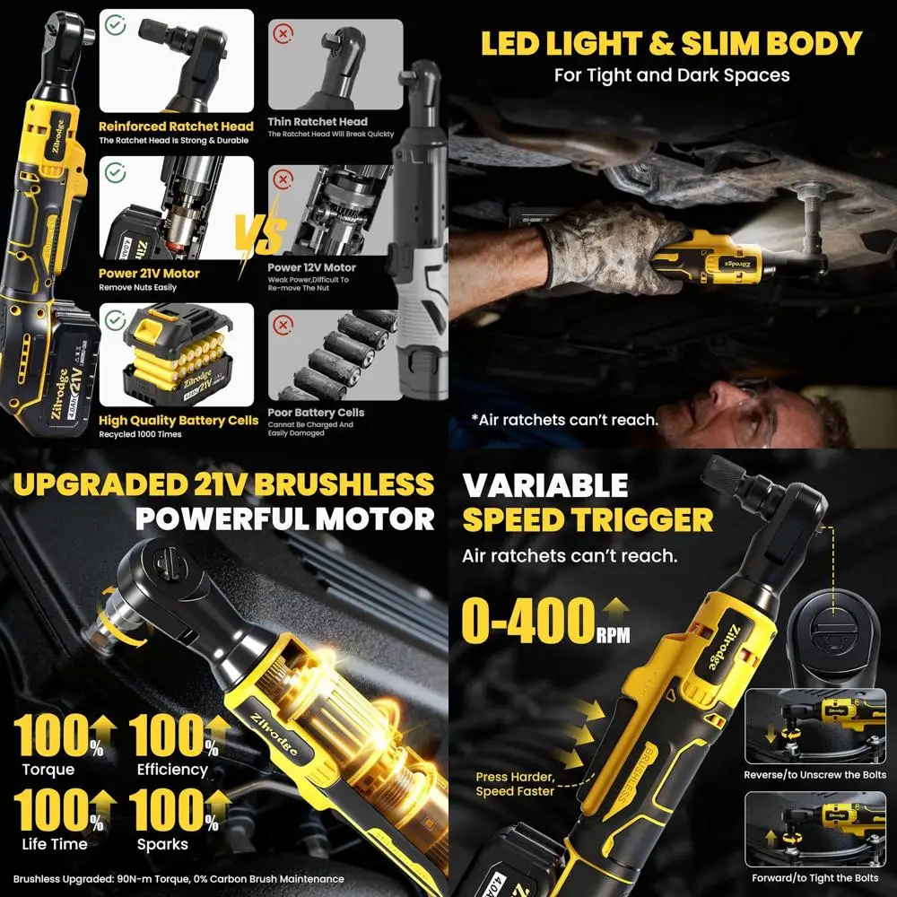 

Набор аккумуляторных ключей с храповым механизмом 21 В с многоразрядной дрелью, крутящим моментом 89 футов фунтов, регулируемой скоростью, светодиодной подсветкой, аккумулятором 4,0 Ач, адаптером 1/4 и 3/8