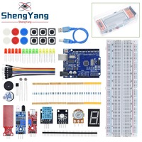 Starter Kit for Arduino Uno R3 Breadboard Basic simple learning kit, sound/water level/humidity/distance detection, LED control