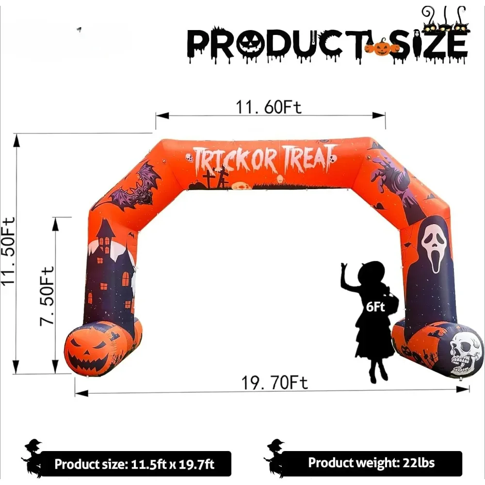 20Ft Halloween Inflatable Arch Decoration with Powerful Blower Outdoor Inflatable Archway Blow up Inflatable Decorations