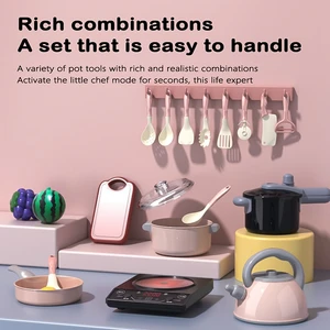 Küchenzubehör für Kinder, Cooking Playset, Töpfe und Töpfe, Utensilien und Pfannen, spielen Essen, Gemüse 8 Hauptverkäufe Pinkelar spielen - №4