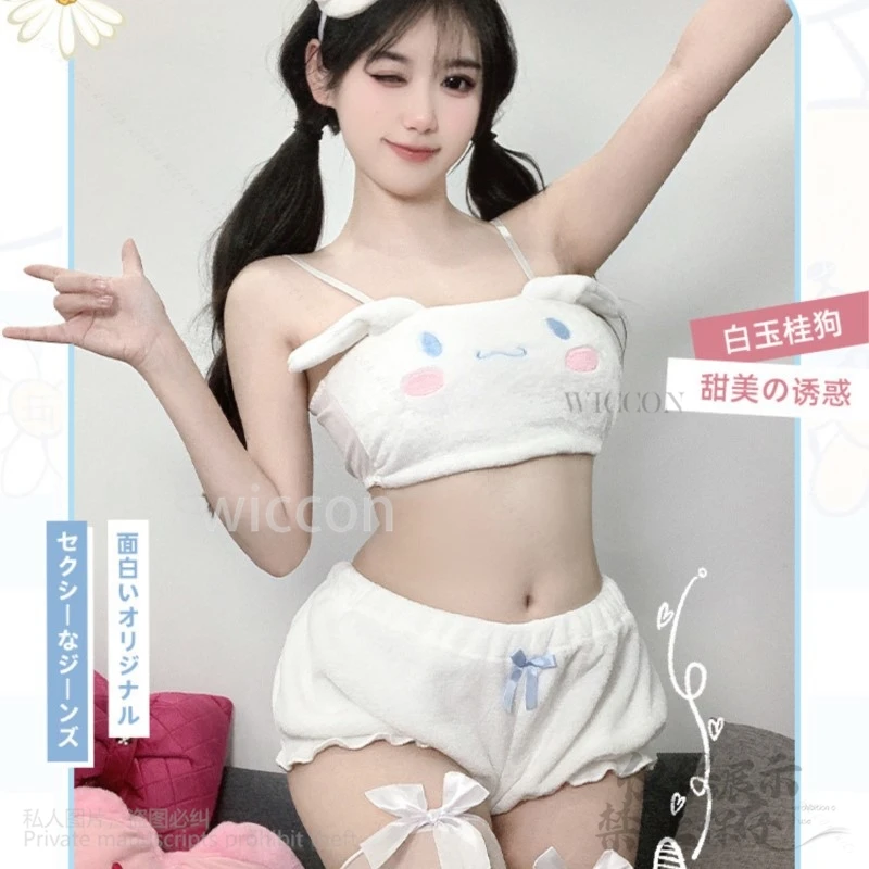 Anime Harige Sonrio Cosplay Kawaii Pluche Pyjama vrouwen Tweedelige Pyjama Zomer Bikini Bh Set Halloween Kerstcadeaus Cos