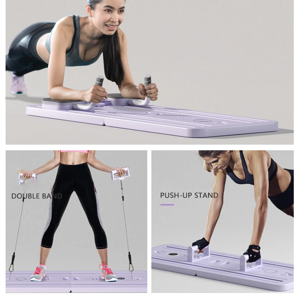 Buikspieroefenbord Fitnessbord met mat en toonbank Push-upbord Automatische rebound Pilates Hervormer Set Fitnessapparatuur