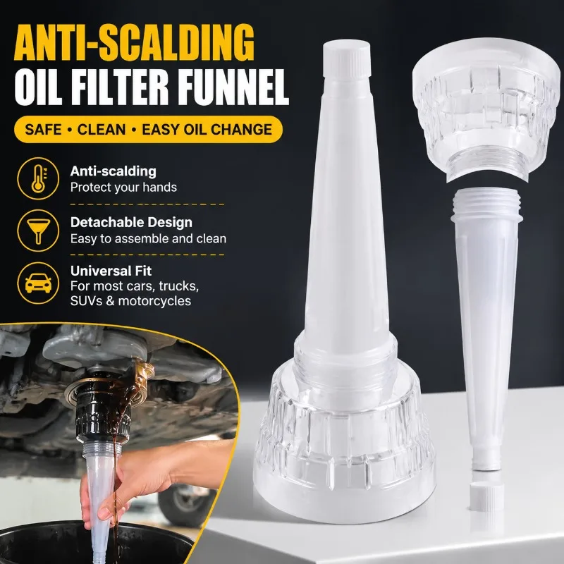 Entonnoir anti-brûlure pour le retrait du filtre à huile de voiture, entonnoir de remplissage en plastique détachable pour la plupart des voitures, camions, VUS et motos