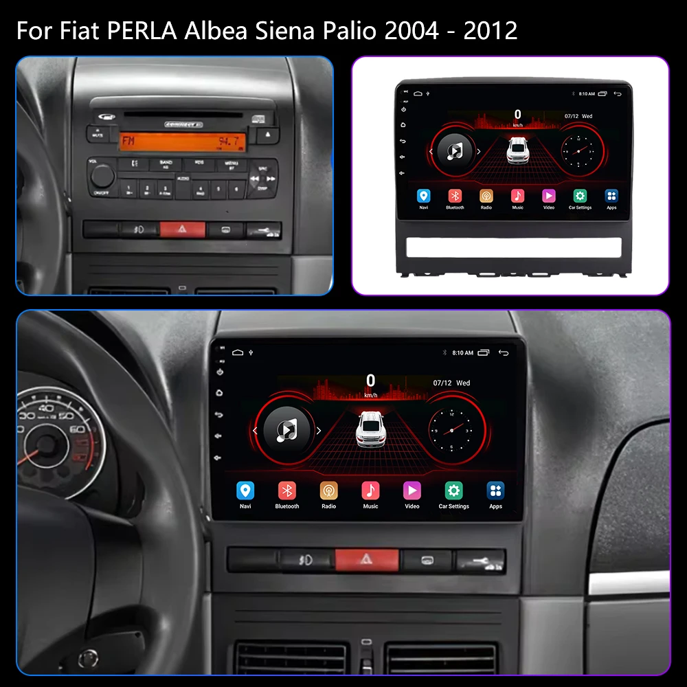 For Fiat PERLA Albea Siena Palio 2004-2012 Car Radio Android 13 Multimedia Video Player Stereo GPS 2din Head Unit GPS 4G Carplay