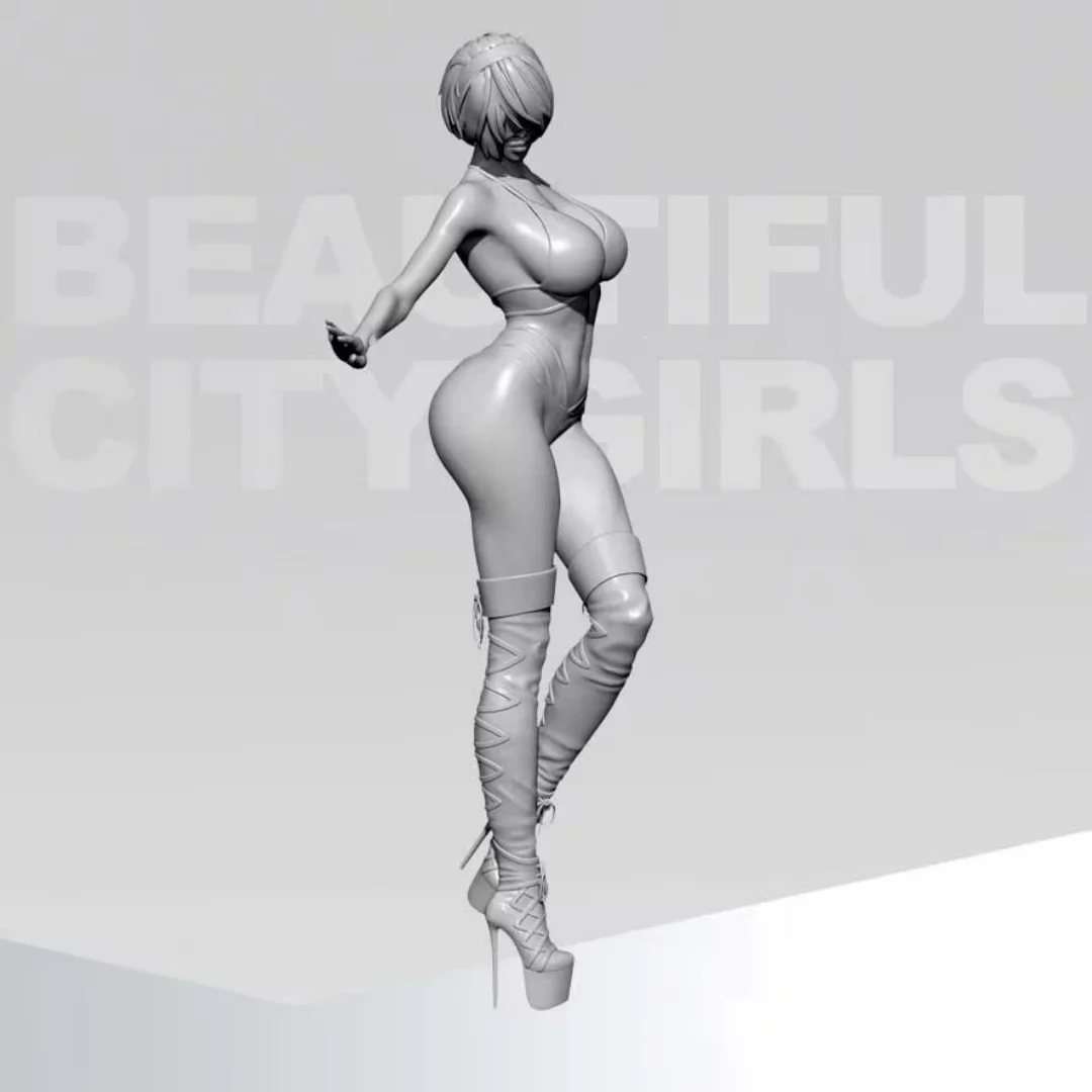 1/24 Schaal 75mm Hoogte Hars Figuur Fantasie meisje vrouwelijke soldaat Monteren Model Kit Ongemonteerd en Ongeverfd 3D printen speelgoed