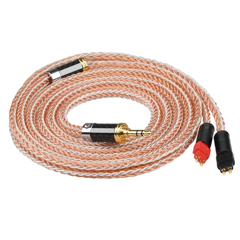 ATAUDIO-cable de audio OCC de 16 núcleos para auriculares, Cable de actualización HIFI plateado, conector gris BlackMMCX/2 pines para TRN Kirin VX pro TA1