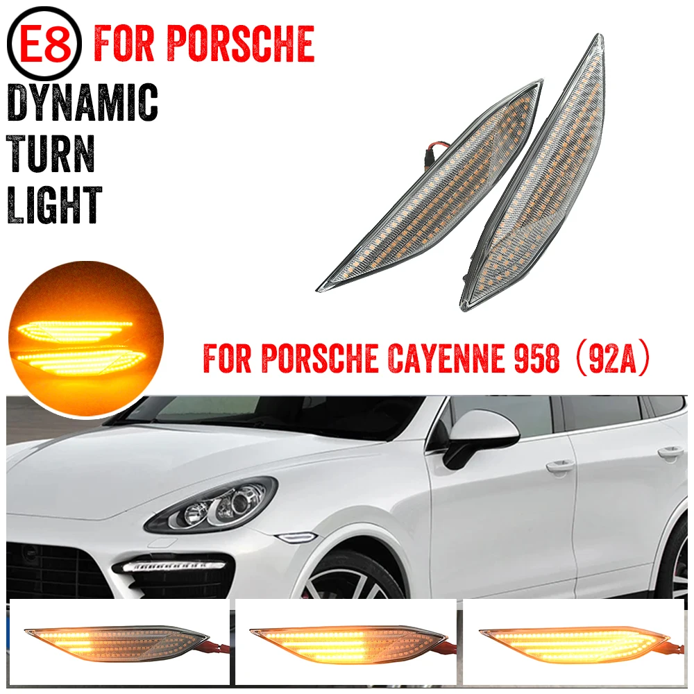 

Fit For Porsche Cayenne 958 （92A ）2010-2014 PO2555102 Amber Full LED 2pcs Dynamic Light Bumper Side Marker Turn Signal Light