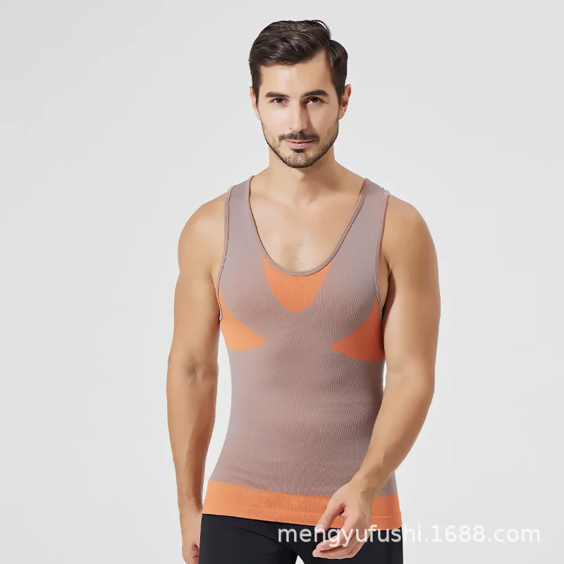 ヨーロッパとアメリカの男性のコルセットベリーベストタイトなコルセットカラー下着ボディ彫刻バック圧縮服