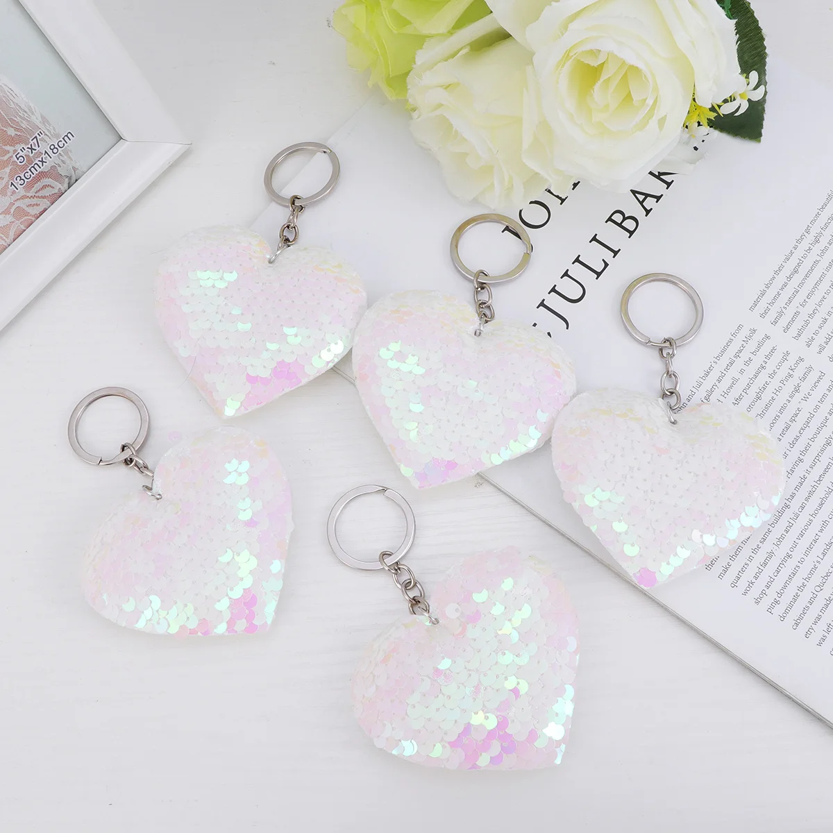 5 Pcs Keyring Deocr Keychain Pendant Heart Shape Keychains Creative Gift Bag Locket