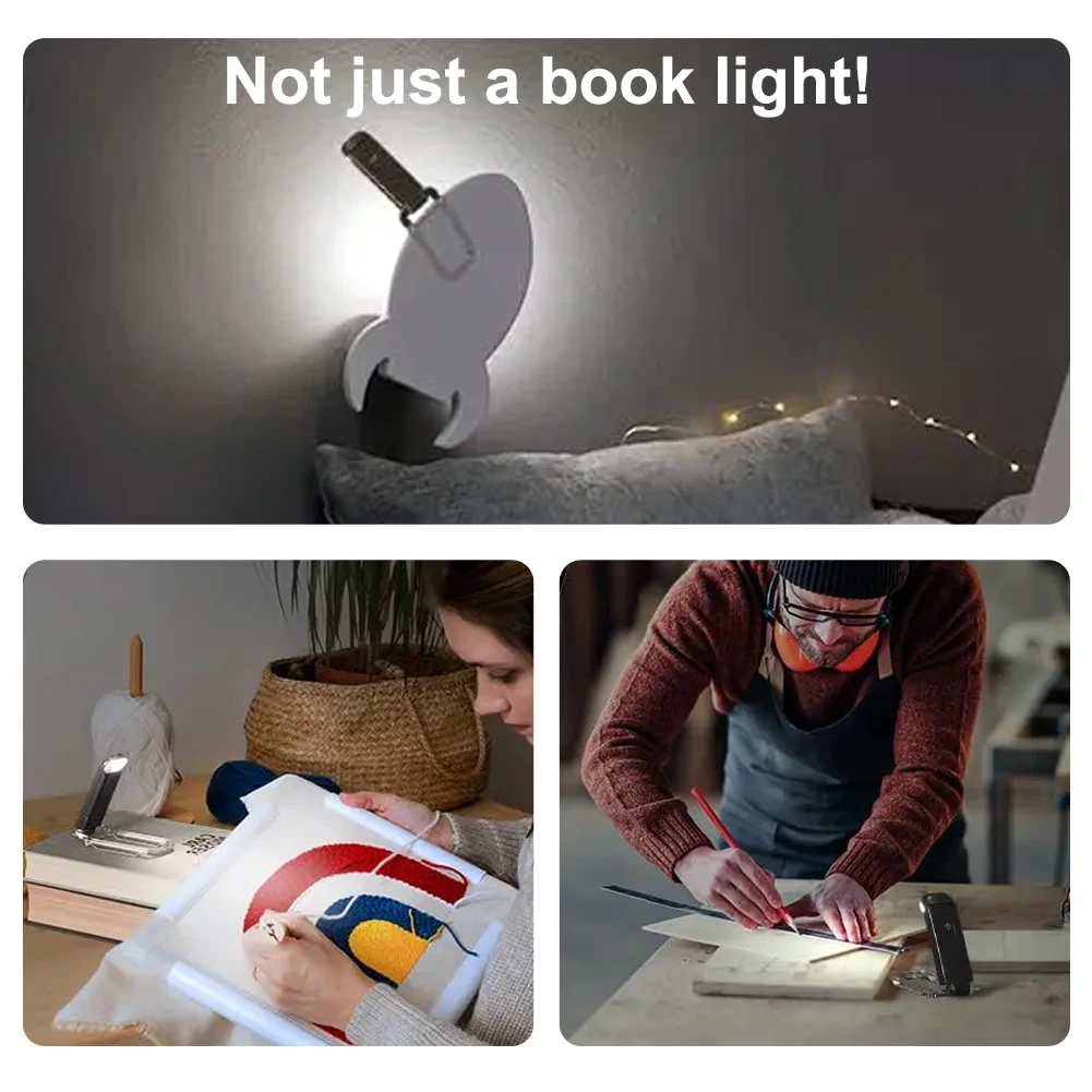 Lampada da lettura a LED ricaricabile USB Lampada da lettura Protezione per gli occhi Luce notturna Clip portatile Luce da scrivania Segnalibro Lampada da lettura notturna