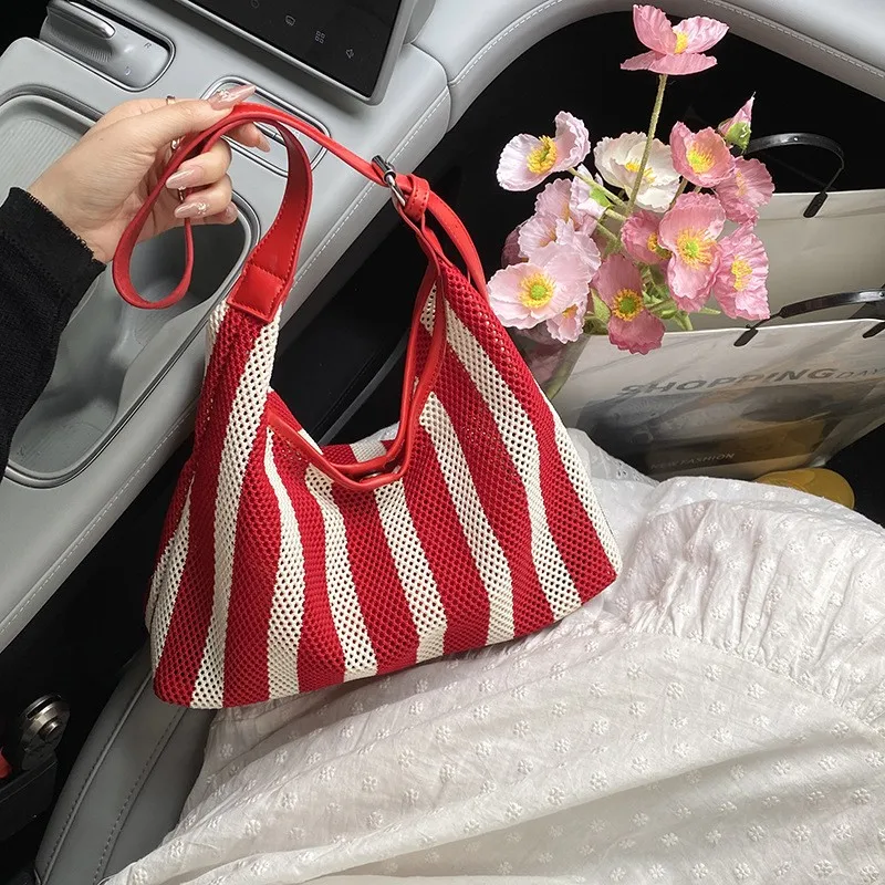 韓国ストライプカラーブロックトートバッグ大容量通勤シングルショルダー母娘バッグ夏の新スタイルの女性のバッグ