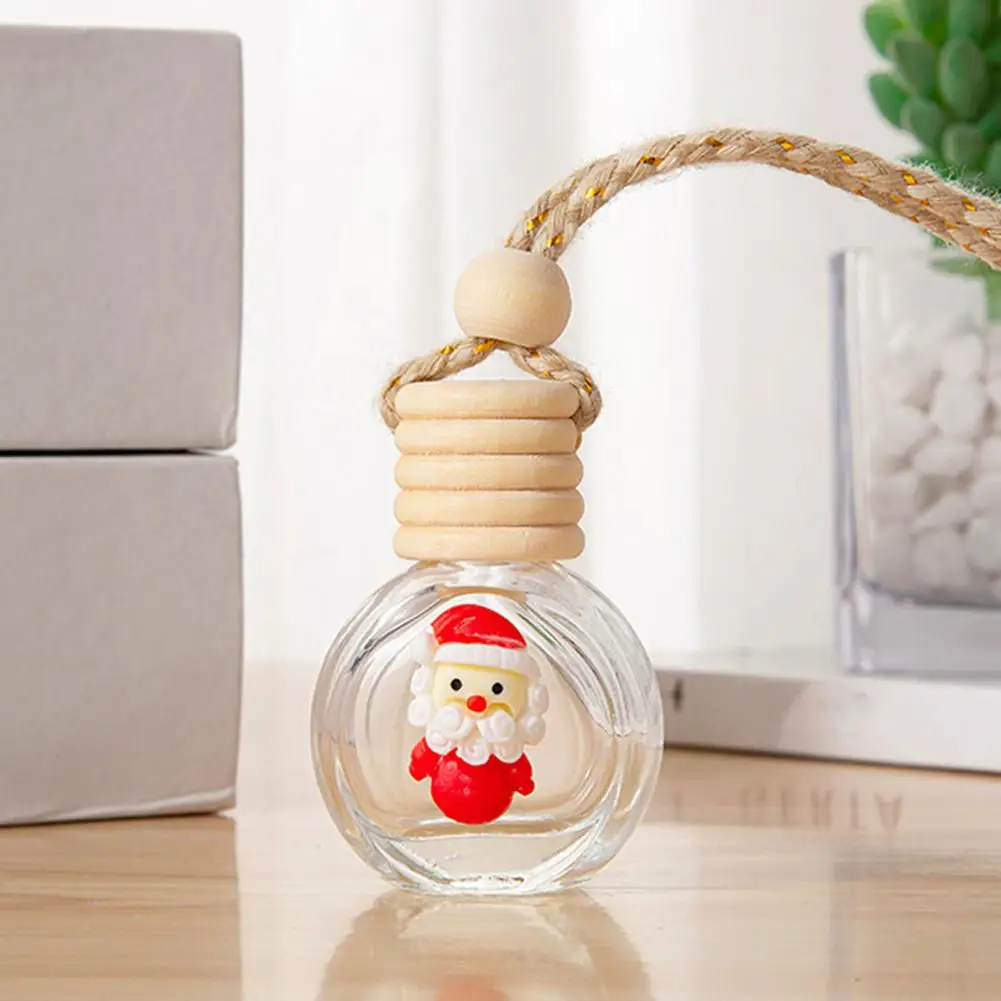 Christmas Perfume Bottle Christmas Car Perfume Bottle Decoration Festive Wood Lid Cute Santa Snowman Tree Elk Design Glass