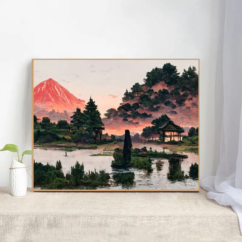 DIY Paint By Number Chinese Style Landscape Series Decoration Digital Oil Painting with Frame