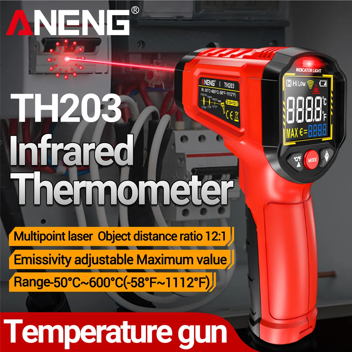

Цифровой инфракрасный термометр ANENG Бесконтактный -50~600 ℃ Измеритель температуры Пирометр Тестер ИК-гигрометр Промышленные испытательные инструменты