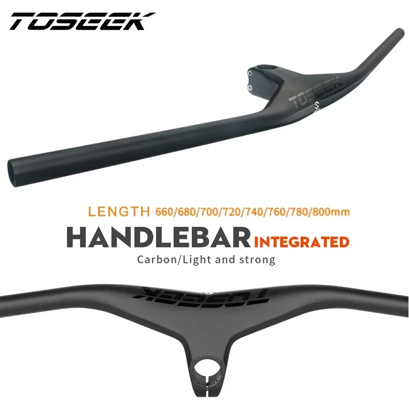 

TOSEEK Mtb Handlebars And Stem 28.6mm-17Degree Carbon Integrated Handlebar For Mountain Bike 660~80070/80/90/100mm Bicycle Parts