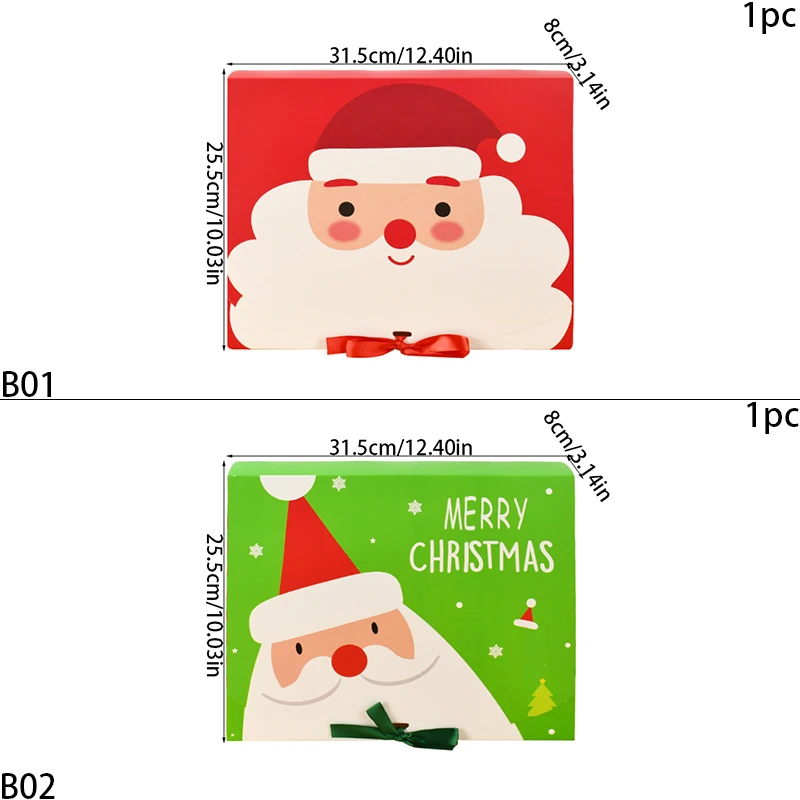 Caixa De Papel De Embalagem De Presente De Natal, Grande Vermelho, Verde, Papai Noel, Bolo, Cookies, Decoração, Presentes De Brinde