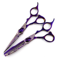 Professional JP440c steel 6 '' Damascus Purple hair scissors haircut thinning barber makas cutting shears hairdresser scissors