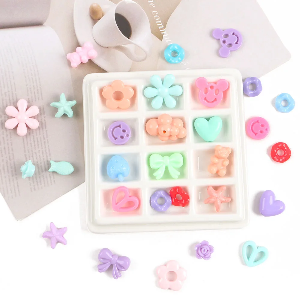 Acrylic Multicoloured Multiple Shapes Loose Beads Handmade Bracelet Necklace Key Chain Beads Diy Accessories Materials