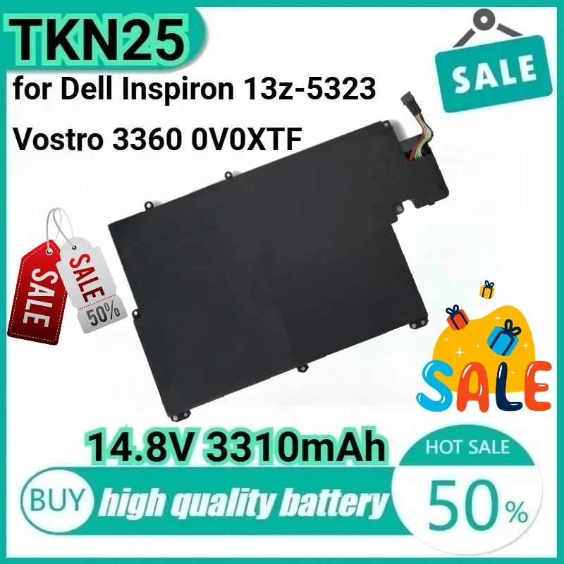 

TKN25 14.8V 49Wh 3310mAh Laptop Battery for Dell Inspiron 13z-5323 Vostro 3360 0V0XTF RU485 Inspiron 5323 Vostro 3360 15-3549D.