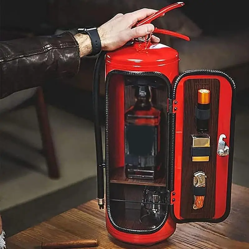 Wine Storage System Fire Extinguisher Shape Mini Bar For Whiskey Lovers Lovers Christmas Gifts For Men Wine Cabinet Desktop