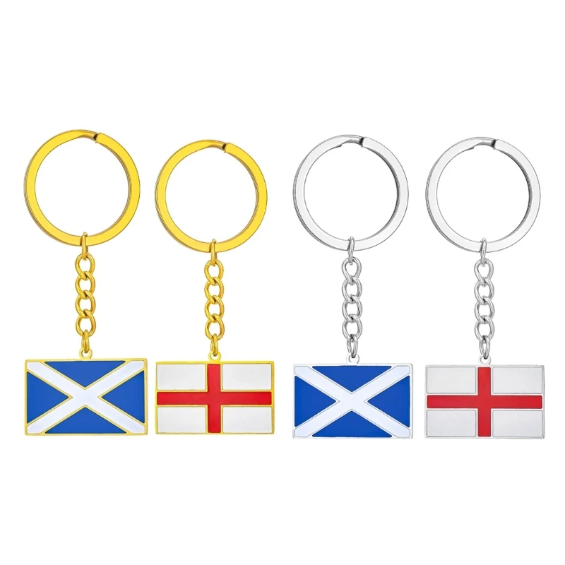 P9FE Einzigartiger Schlüsselanhänger mit britischer Flagge und schottischem englischem Detail, für Geschenke und Souvenirs – Detail 1